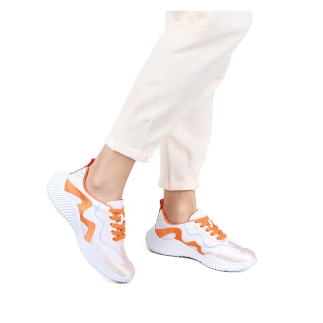 Imagem de Tênis Usaflex Branco Tecido Bordado Colorido