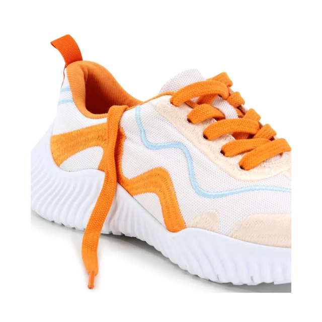 Imagem de Tênis Usaflex Branco Tecido Bordado Colorido